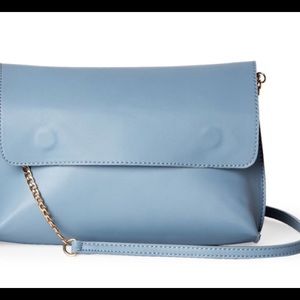 Cross body women’s blue faux leather bag